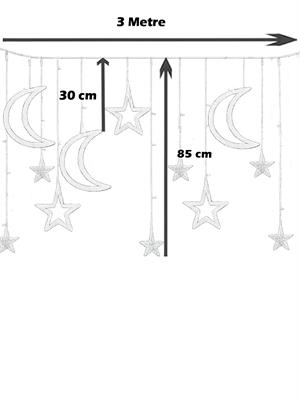 Ramazan Temalı LED Işık Ay Yıldız Figürlü 8 Fonksiyonlu Günışığı Eklenebilir Fişli 3 Metre