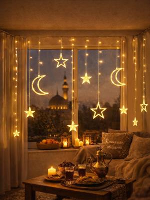 Ramazan Temalı LED Işık Ay Yıldız Figürlü 8 Fonksiyonlu Günışığı Eklenebilir Fişli 3 Metre