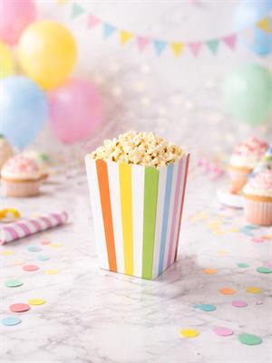 Renkli Çizgili Mısır Kutusu Popcorn Kutusu 8li