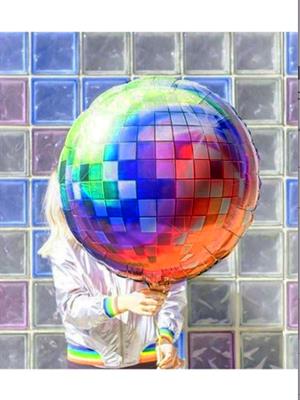 Renkli Disko Topu Folyo Balon Parti Balonu 60 cm