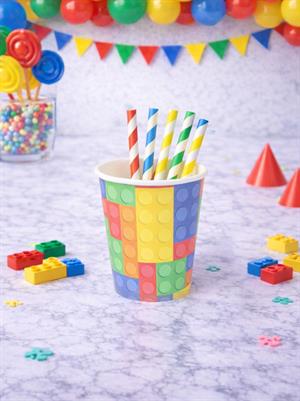 Renkli Lego Temalı Bardak Karton Doğum Günü Bardağı 8li
