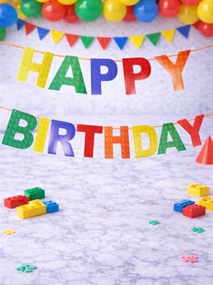 Renkli Renkli Blok Desenli Happy Birthday Yazı Banner Doğum Günü Parti Süsü