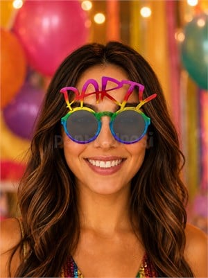 Renkli Party Yazılı Parti Gözlüğü – Doğum Günü Kostüm Aksesuarı - Parti Maske ve Gözlükleri | Parti Adresi