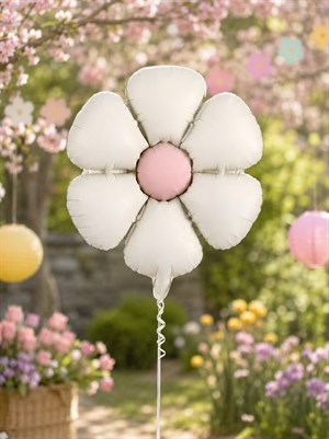 Retro Beyaz Papatya Folyo Balon Doğum Günü Parti Balonu 60 cm