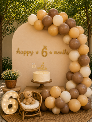 Retro Kahve Balon Zinciri  – Baby Shower ve Doğum Günü Süsleri