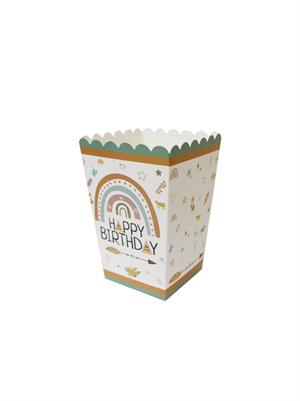 Retro Temalı Karton Mısır Kutusu – Doğum Günü Popcorn Kutusu 8li