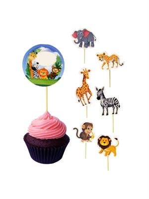 Safari Konseptli Kürdan Doğum Günü Pasta Süsü 10lu