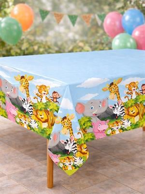 Safari Konseptli Masa Örtüsü Doğum Günü Masa Örtüsü Plastik Masa Örtüsü