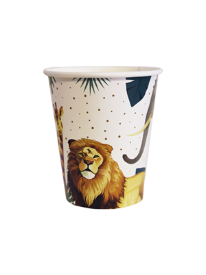 Safari Temalı Karton Bardak Wild Life Yazılı Doğum Günü Parti Bardağı 8li