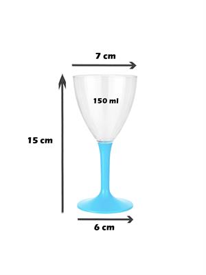 Mika Plastik Kadeh  Lüks Turkuaz Ayaklı Şarap Bardağı 150 ml 10lu