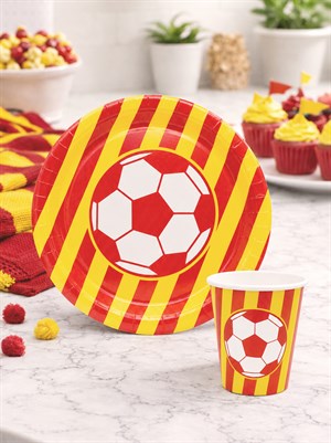 Sarı Kırmızı Taraftar Kupa Temalı Karton Tabak Bardak Set 8li