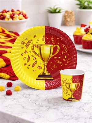 Sarı Kırmızı Taraftar Kupa Temalı Karton Tabak Bardak Set 8li