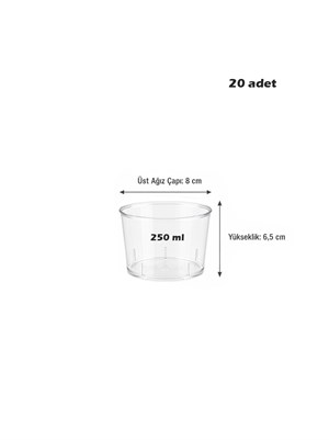 Şeffaf Mika Tatlı Kabı – Mini Silindir Sunum Kabı 250 ml 20li