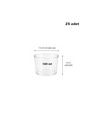 Şeffaf Mika Tatlı Kabı – Mini Silindir Sunum Kabı 180 ml 25li