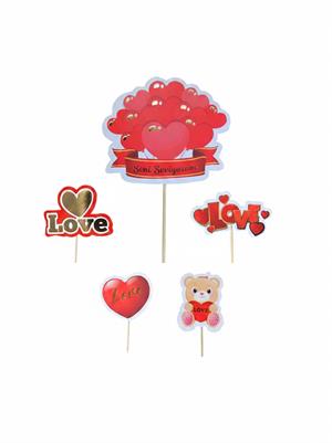 Seni Seviyorum Kürdan Aşk Temalı Cupcake Kürdanı Pasta Süsü 5li