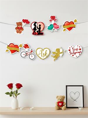 Seni Seviyorum Simli Dekoratif Banner