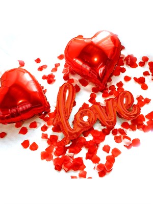 Sevgililer Günü Romantik Gül Yapraklı Folyo Balon Set