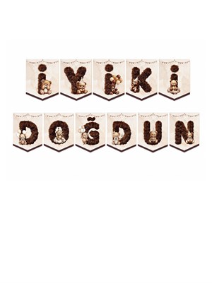 Sevimli Ayıcık Temalı İyi Ki Doğdun Yazı – Doğum Günü Duvar Süsü