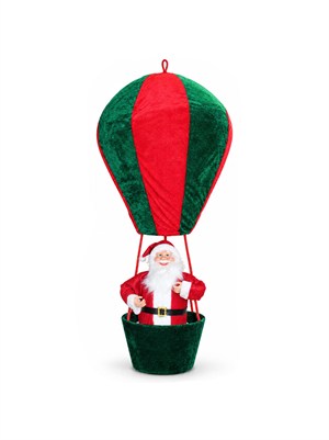 Sıcak Hava Balonlu Noel Baba Büyük Yılbaşı Dekoru 110 cm