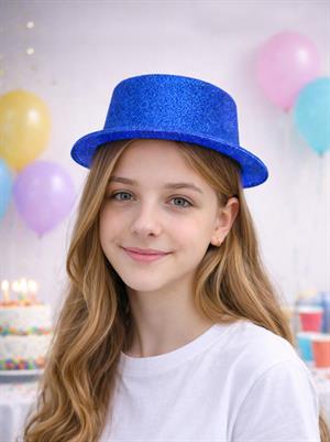 Simli Şapka Yılbaşı Doğum Günü Parti Şapkası Mavi 5li