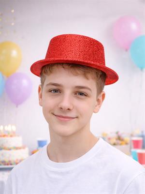 Simli Şapka Yılbaşı Doğum Günü Parti Şapkası Kırmızı 5li