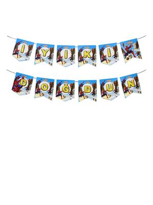 Spiderman Temalı İyi Ki Doğdun Yazı Banner Doğum Günü Parti Süsü