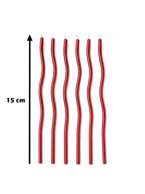 Spiral Pasta Mumu  Metalik Kırmızı 15 cm 6lı