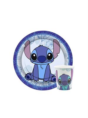 Stiitch Temalı Tabak Bardak Set 8li