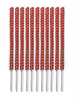 Taşlı Kürdan Cupcake Kürdanı Taşlı Cake Pops Çubuğu Kırmızı 12li