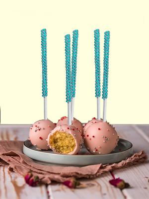 Taşlı Kürdan Cupcake Kürdanı Taşlı Cake Pops Çubuğu Mavi 12li