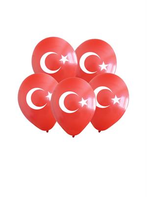 Türk Bayrağı Ay Yıldız Baskılı Balon – Kalisan Milli Bayram Balonu 10lu