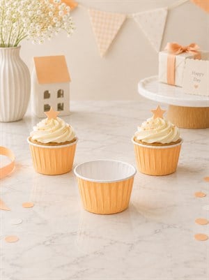 Turuncu Cupcake Muffin Kapsülü – Kek Sunum Kalıbı 50li 