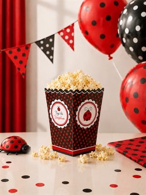 Uğur Böceği Temalı Karton Mısır Kutusu Popcorn Kutusu 8li