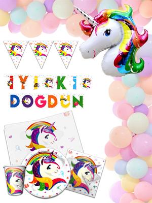 Unicorn Temalı Balonlu Doğum Günü Parti Seti
