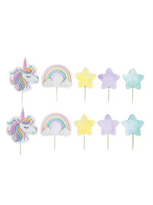 Unicorn Temalı Kürdan Cupcake Kürdanı Pasta Süsü 10lu