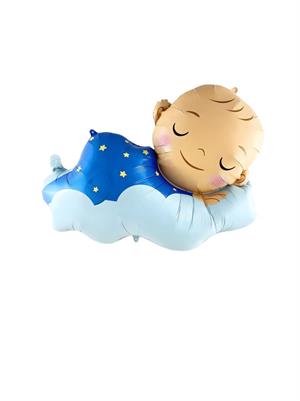 Uyuyan Erkek Bebek Folyo Balon – Cinsiyet Partisi & Baby Shower Süsü 98 cm