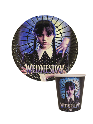 Wednesday Temalı Karton Tabak Bardak Set 