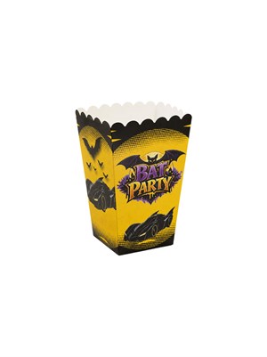 Yarasa Temalı Karton Mısır Kutusu – Doğum Günü Parti Popcorn Kutusu 8li