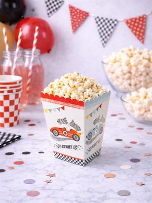 Yarış Arabaları Temalı Karton Mısır Kutusu – Doğum Günü Popcorn Kutusu 8li