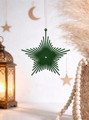 Yeşil Kadife Ramazan Yıldız Figürlü Sarkıt Dekor 13 cm