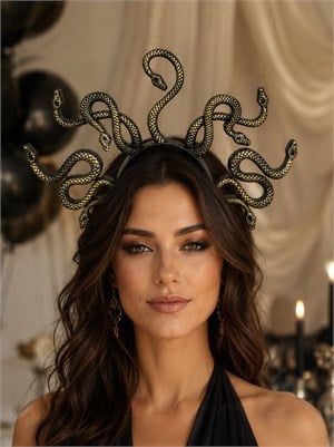 Yılan Figürlü Medusa Parti Tacı – Cadılar Bayramı Parti Aksesuarı