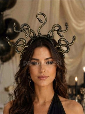 Yılan Figürlü Medusa Parti Tacı – Cadılar Bayramı Parti Aksesuarı