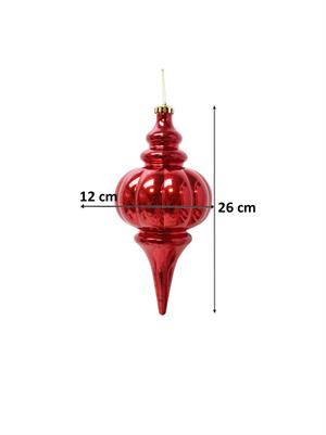 Yılbaşı Ağaç Süsü Antik Efektli Sarkıt Asılabilir Dekoratif Süs Kırmızı 26 cm