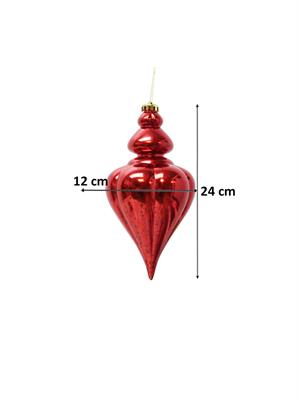 Yılbaşı Ağaç Süsü Antik Efektli Sarkıt Su Damlası Şekilli Asılabilir Dekoratif Süs Kırmızı 24 cm