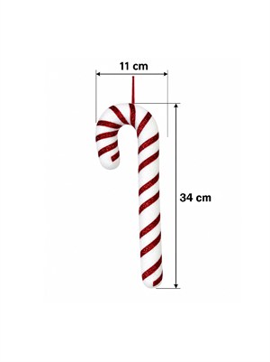 Yılbaşı Ağaç Süsü Baston Şeker Figürlü Dekoratif Süs 34 cm