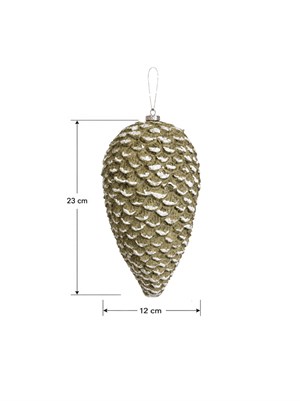 Yılbaşı Ağaç Süsü Eskitme Detaylı Kozalak 23 cm – Asılabilir Dekoratif Süs Naturel