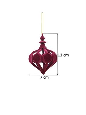 Yılbaşı Ağaç Süsü Kadife Damla Form Dekoratif Asılabilir Süs Bordo 11 cm