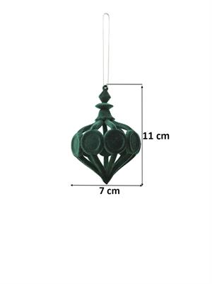 Yılbaşı Ağaç Süsü Kadife Damla Form Dekoratif Asılabilir Süs Yeşil 11 cm
