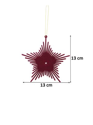 Yılbaşı Ağaç Süsü Kadife Yıldız Dekoratif Süs Bordo 13 cm