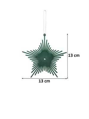 Yılbaşı Ağaç Süsü Kadife Yıldız Dekoratif Süs Yeşil 13 cm